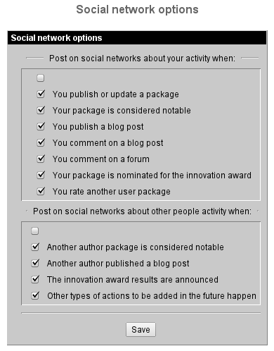 Social Network options